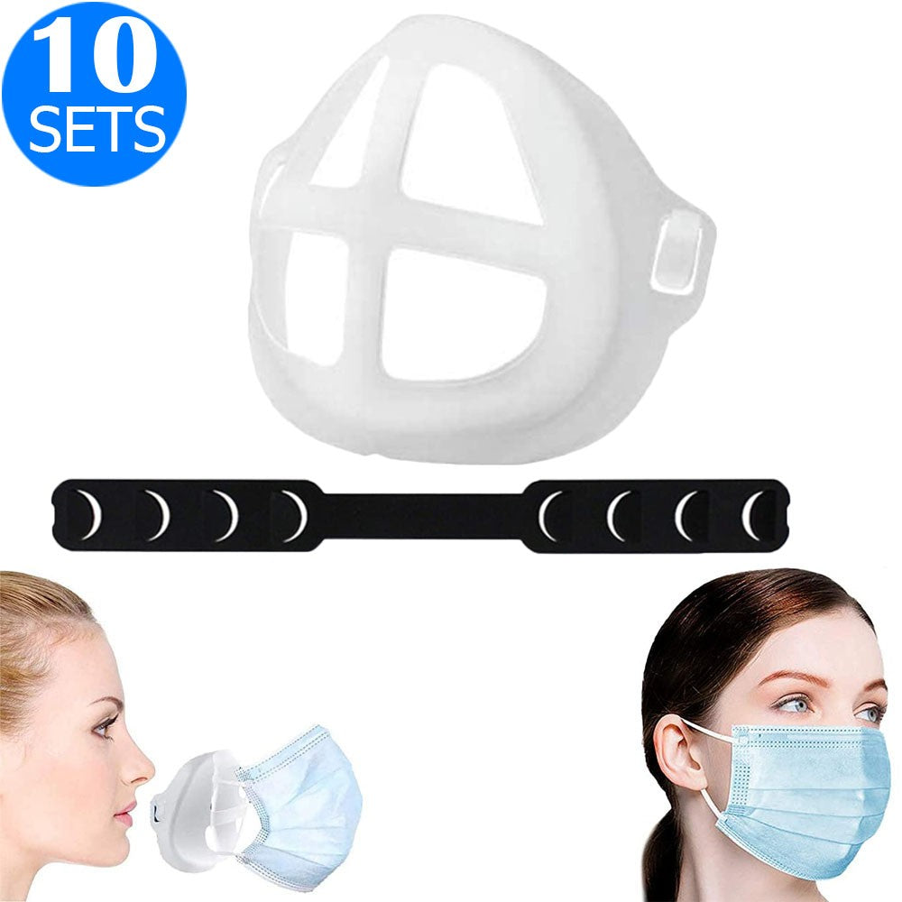 50 Pieces Face Cover Extender Straps and 50 Pieces 3D Face Cover Brackets Support Frames