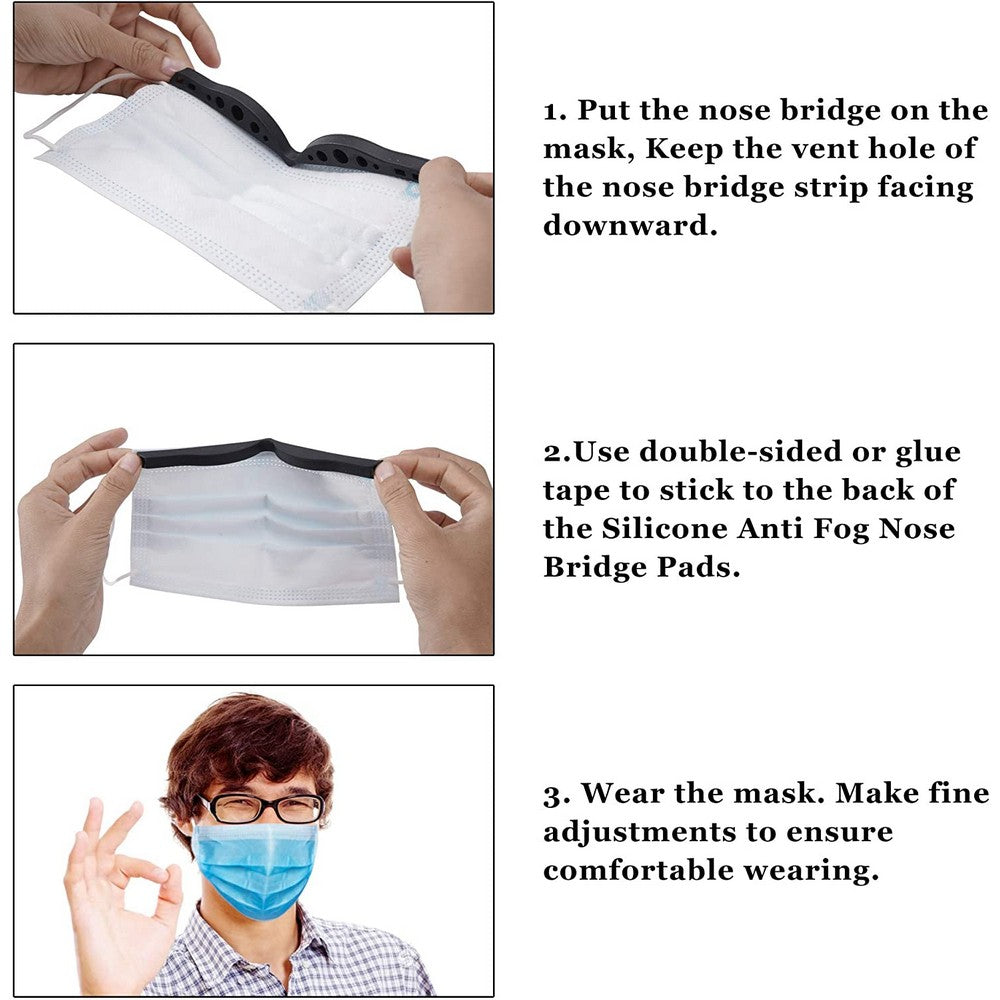 3 X Washable Reusable Eyeglasses Anti Fog Nose Bridge Strip Face Cover Inner Bracket Black Nude White