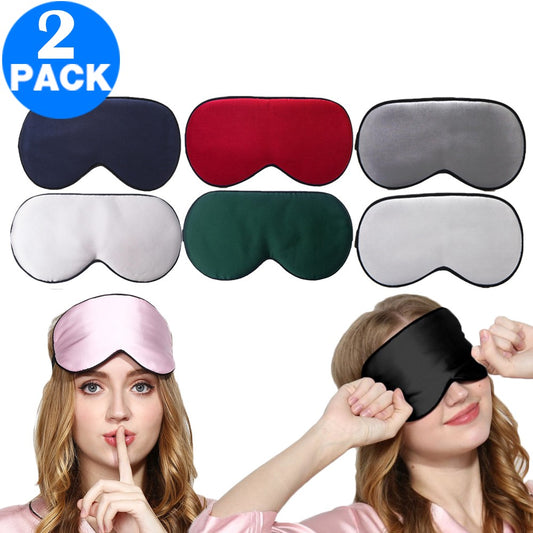 2 Pack Adjustable Super Smooth Blindfold Silk Sleep Eye Mask with Bag