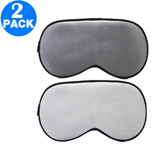 2 Pack Adjustable Super Smooth Blindfold Silk Sleep Eye Mask with Bag Grey and Silver