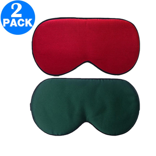 2 Pack Adjustable Super Smooth Blindfold Silk Sleep Eye Mask with Bag Green and Wine Red