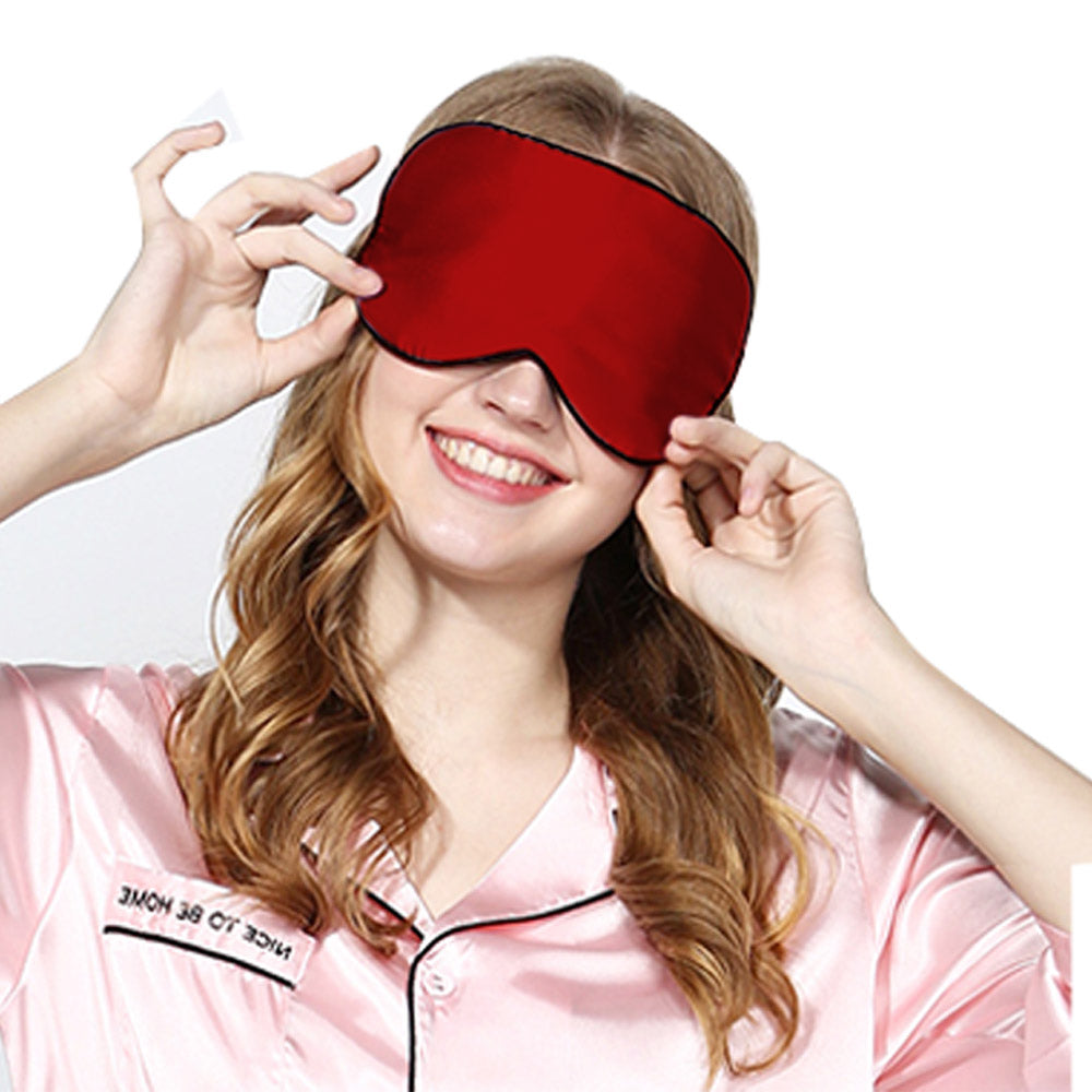 2 Pack Adjustable Super Smooth Blindfold Silk Sleep Eye Mask with Bag Green and Wine Red