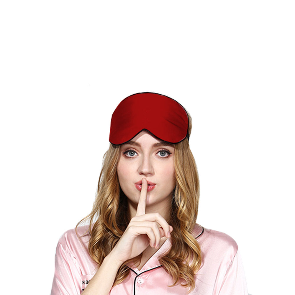 2 Pack Adjustable Super Smooth Blindfold Silk Sleep Eye Mask with Bag Green and Wine Red