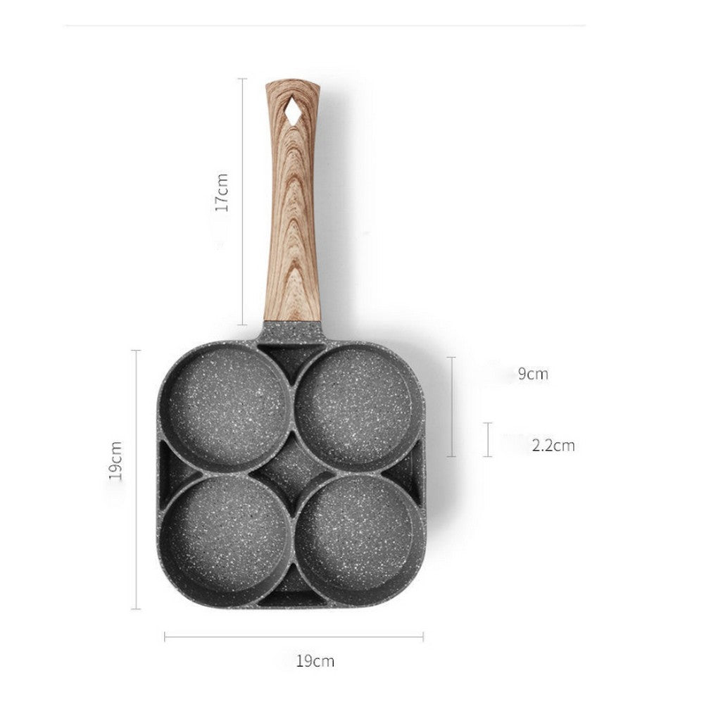 Non Stick Four Holes Egg Frying Pan with 4 Pancake Omelette Pan Kitchen Cookware WITHOUT PAN LID
