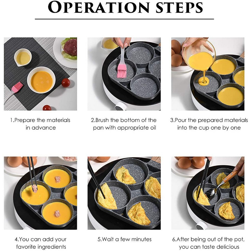 Non Stick Four Holes Egg Frying Pan with 4 Pancake Omelette Pan Kitchen Cookware WITHOUT PAN LID