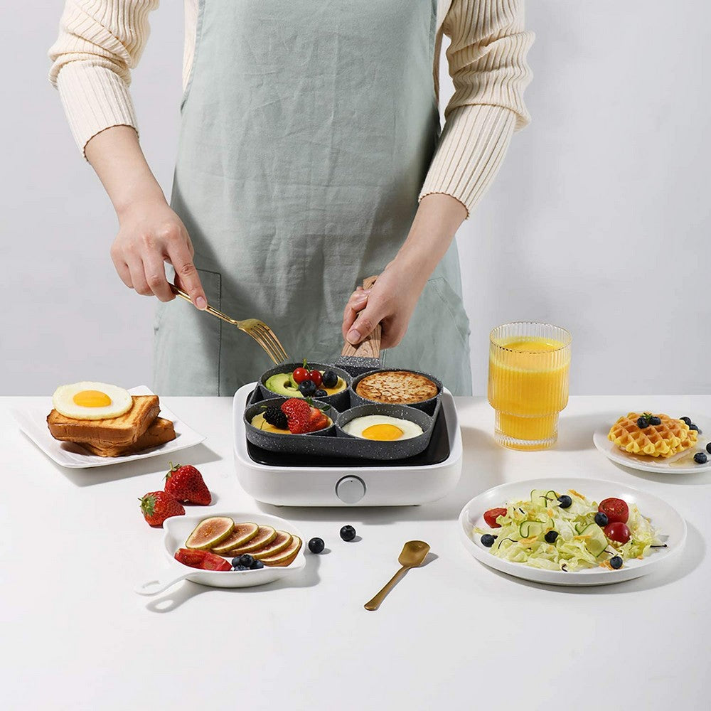Non Stick Four Holes Egg Frying Pan with 4 Pancake Omelette Pan Kitchen Cookware WITHOUT PAN LID