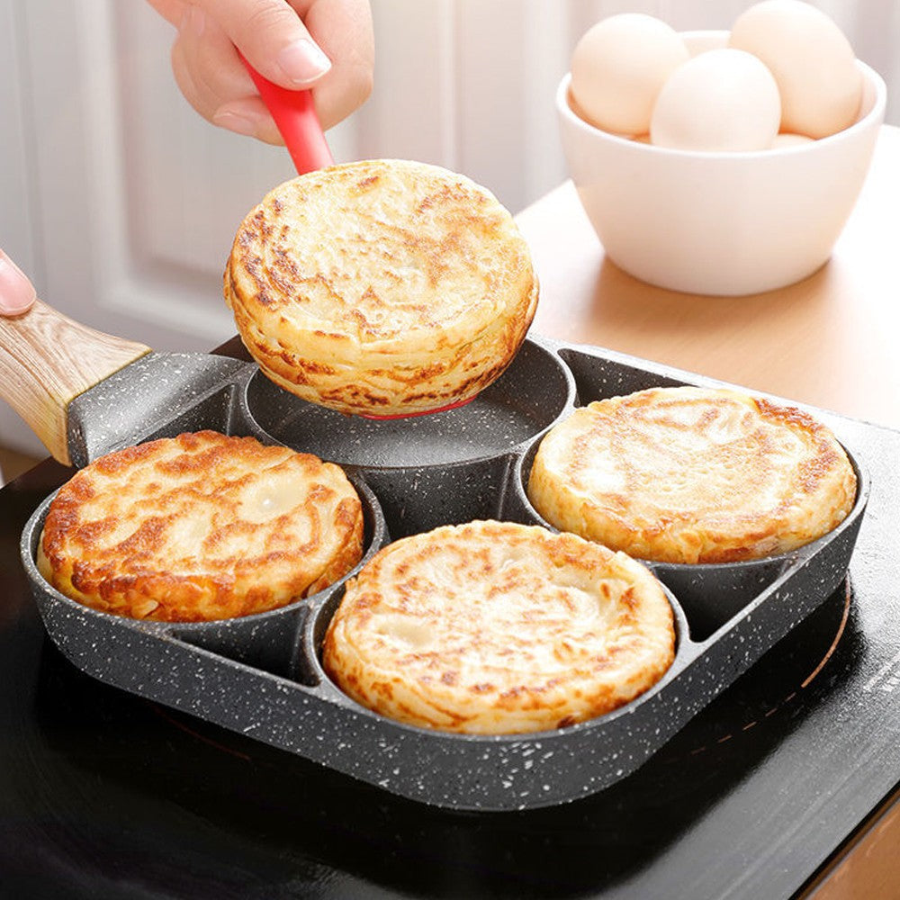 Non Stick Four Holes Egg Frying Pan with 4 Pancake Omelette Pan Kitchen Cookware WITHOUT PAN LID