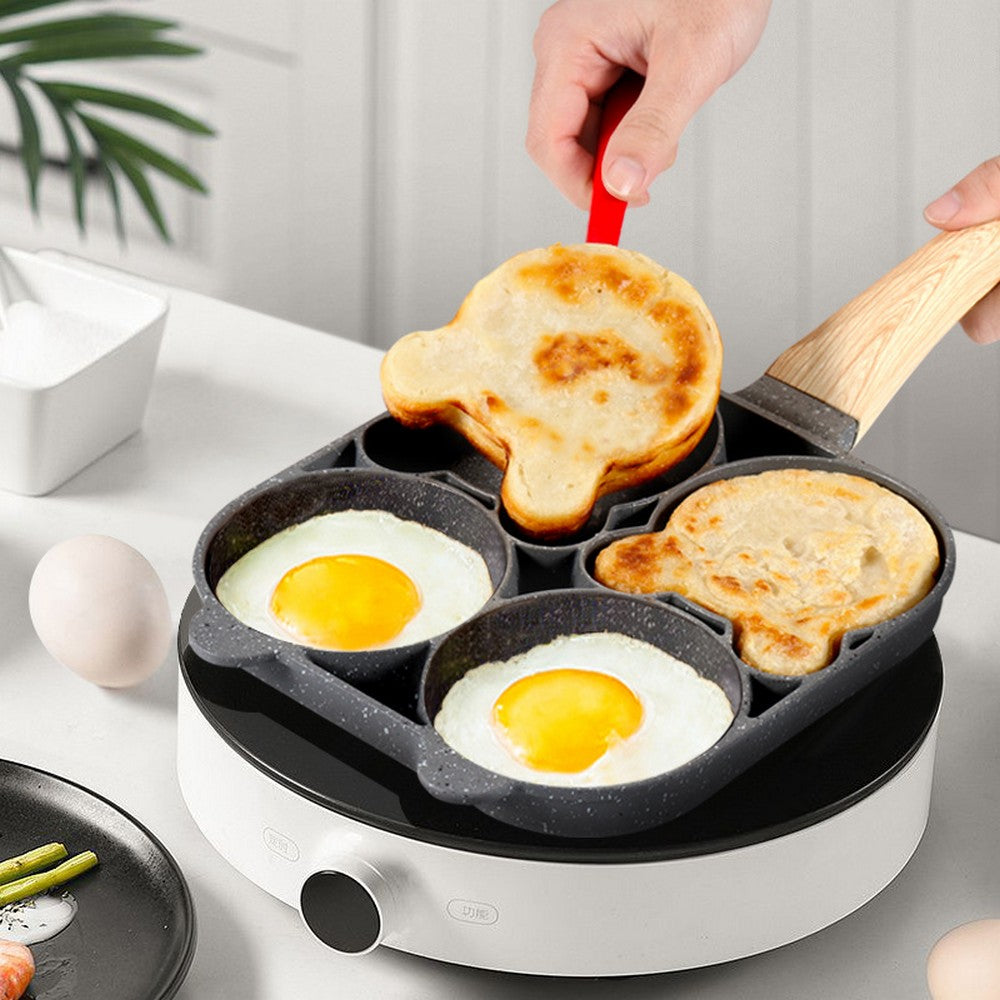 Non Stick Four Holes Egg Frying Pan with 4 Pancake Omelette Pan Kitchen Cookware WITHOUT PAN LID