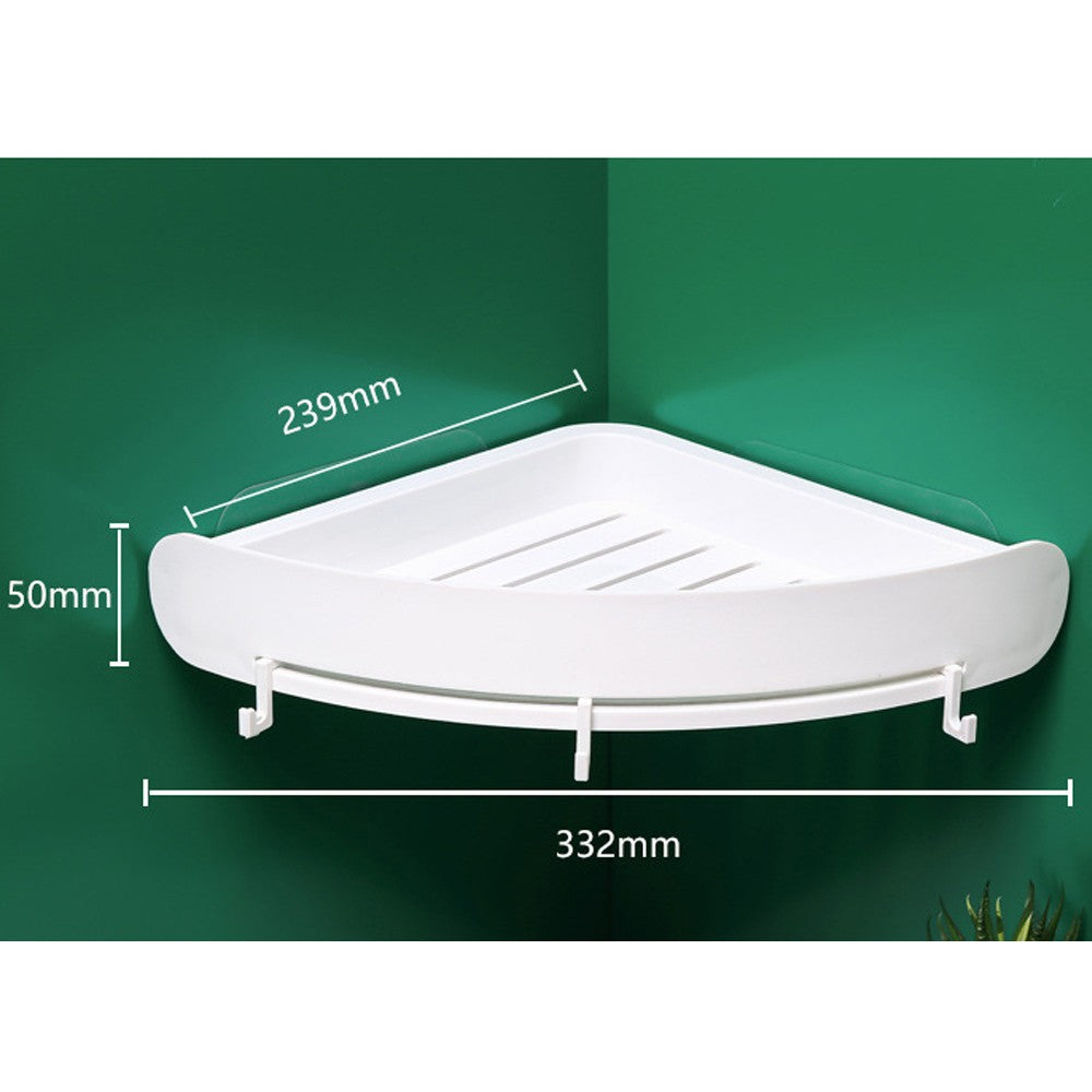 Home Kitchen Bathroom Corner Storage Shelf with 3 Hooks