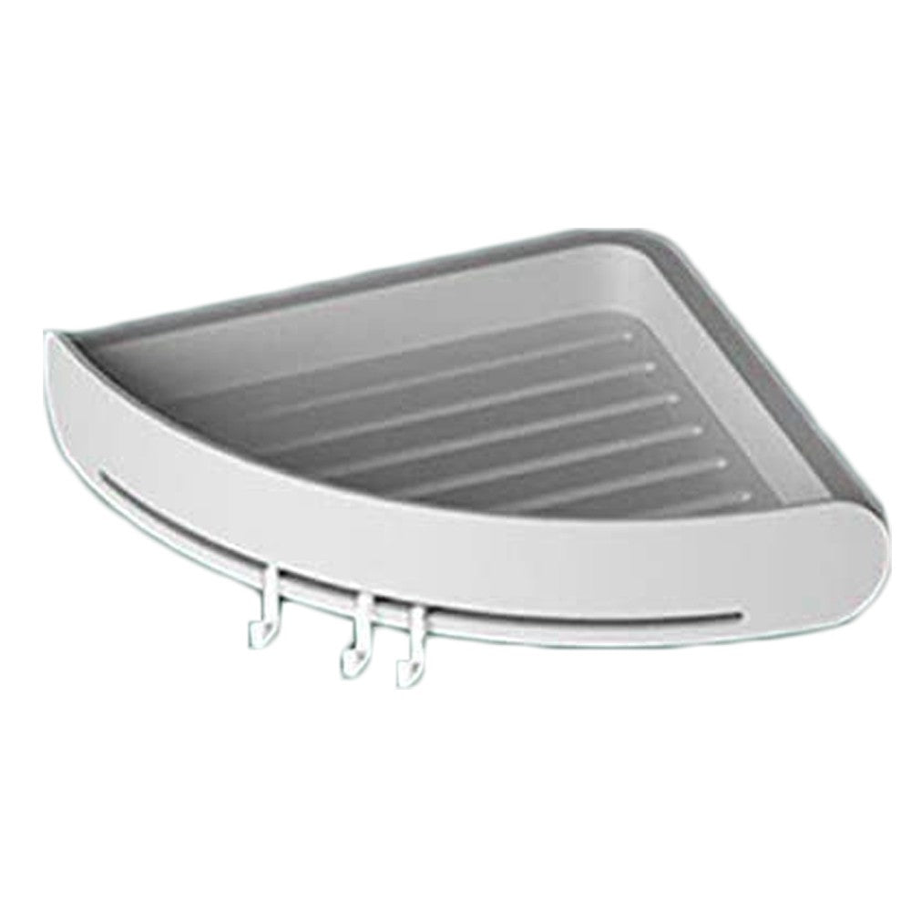 Home Kitchen Bathroom Corner Storage Shelf with 3 Hooks
