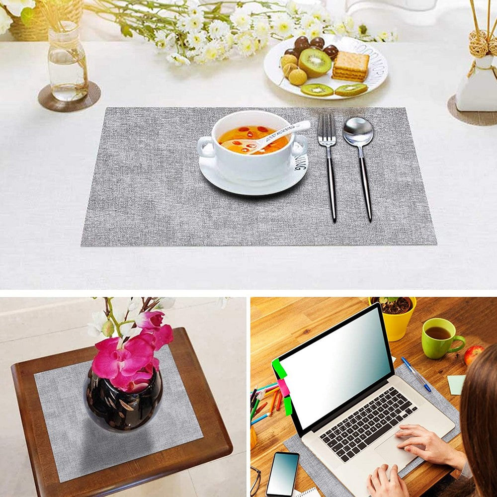 6 Pieces PU Leather Placemat Waterproof Oilproof Table Mat