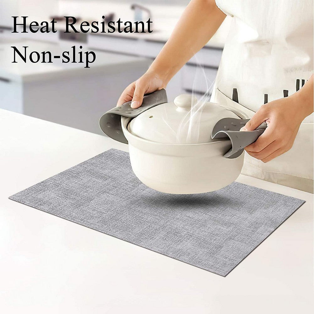 6 Pieces PU Leather Placemat Waterproof Oilproof Table Mat