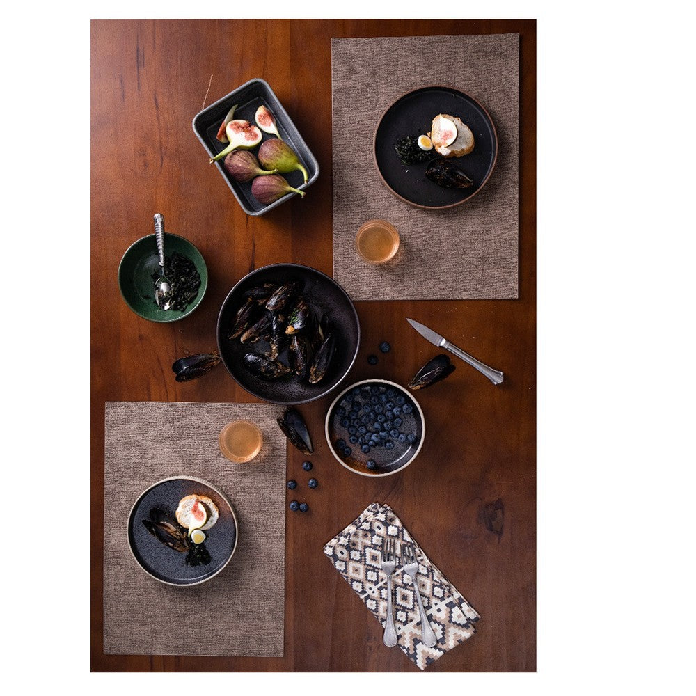 6 Pieces PU Leather Placemat Waterproof Oilproof Table Mat