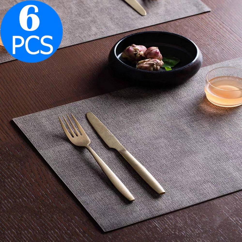 6 Pieces PU Leather Placemat Waterproof Oilproof Table Mat