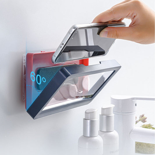 Wall Mount Shower Phone Holder Touchable Phone Storage Box for Kitchen Bathroom