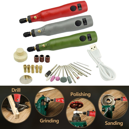 27 Pieces Mini Cordless Electric Rotary Tool Set Grinder Sander Wood Polishing Drill Pen Kit