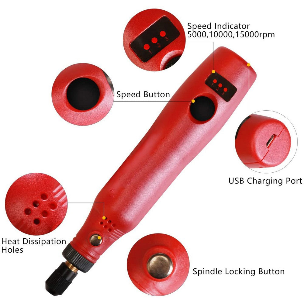 27 Pieces Mini Cordless Electric Rotary Tool Set Grinder Sander Wood Polishing Drill Pen Kit