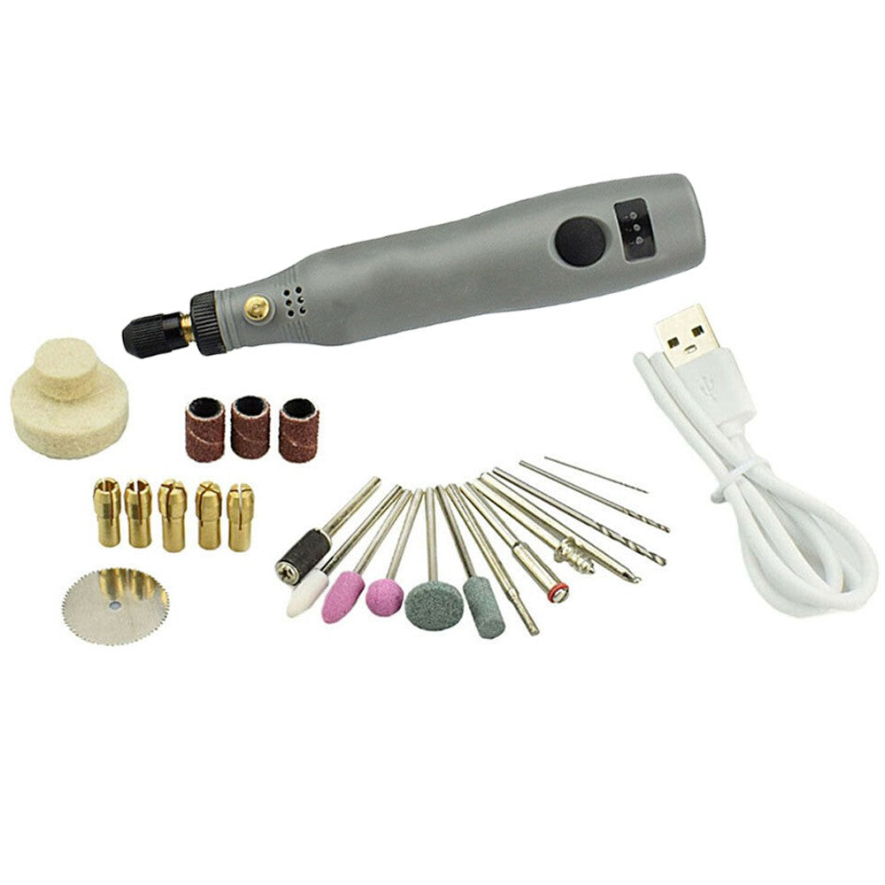 27 Pieces Mini Cordless Electric Rotary Tool Set Grinder Sander Wood Polishing Drill Pen Kit