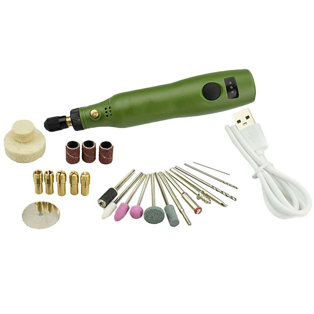 27 Pieces Mini Cordless Electric Rotary Tool Set Grinder Sander Wood Polishing Drill Pen Kit