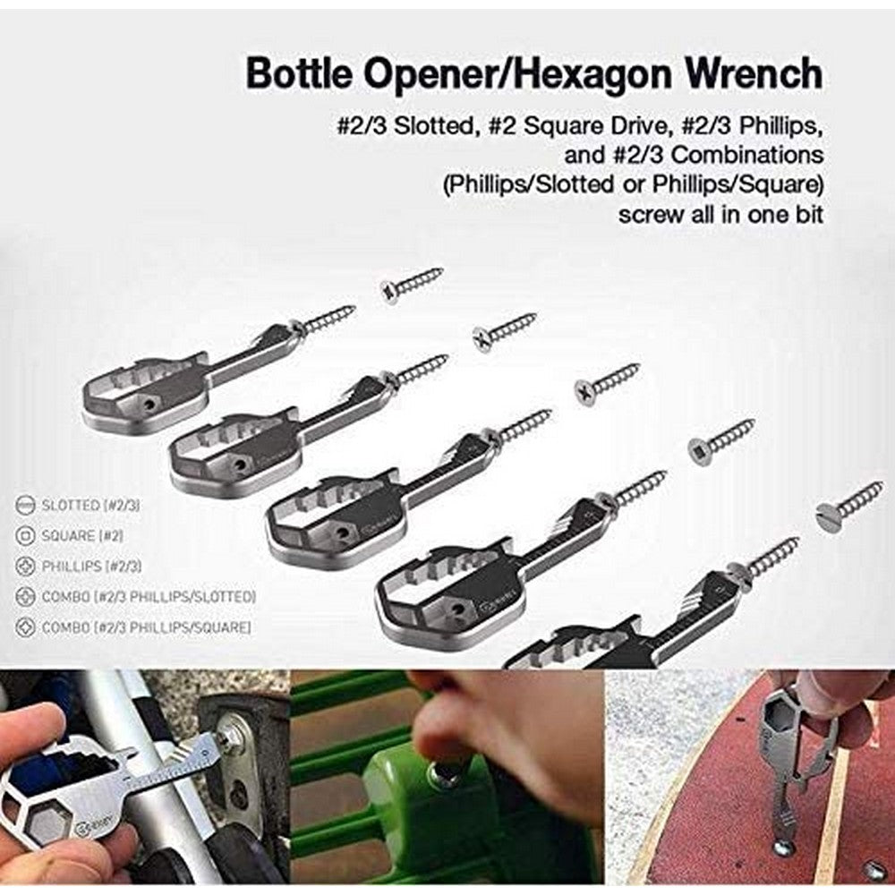 4 Pack 24 In 1 Multifunctional Key Tool Screwdriver Bottle Opener Measuring Wrench Box Cutter Bit Driver