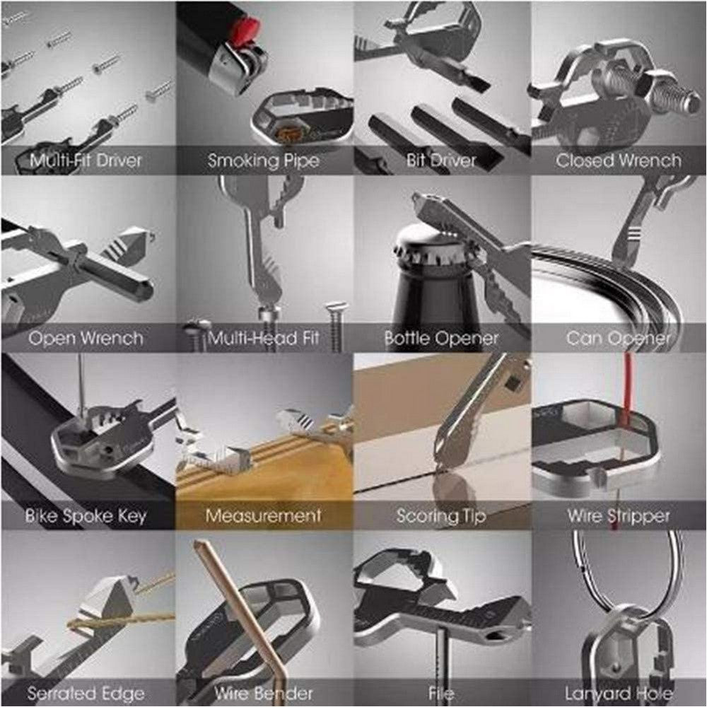 4 Pack 24 In 1 Multifunctional Key Tool Screwdriver Bottle Opener Measuring Wrench Box Cutter Bit Driver