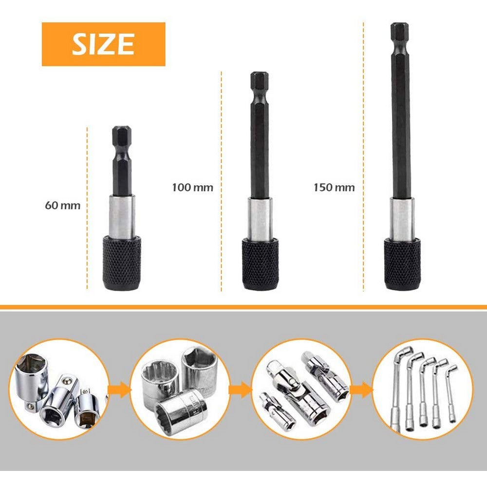 8 Pieces Flexible Drill Extension Hex Shank Drill Nut Driver Bit Set Bendable Drill Bit Extension Kit Socket Adapter Set Screwdriver Bit Set Tools