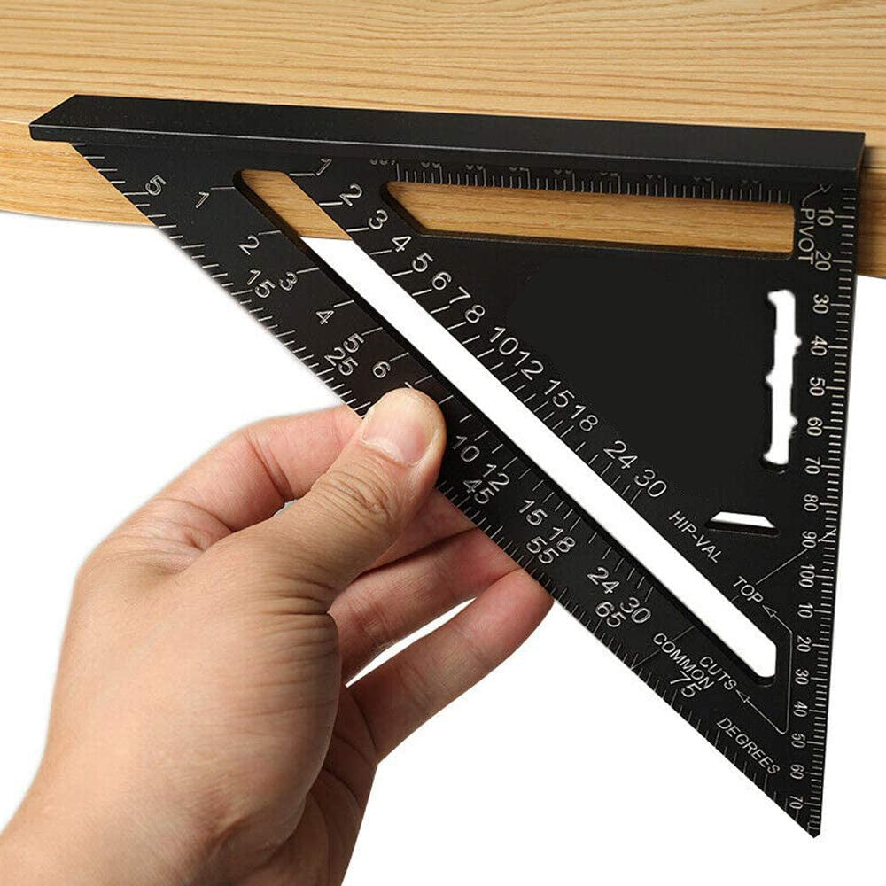 7Inch 12Inch Alloy Triangle Square Ruler Guide High Precision Layout Easy Read Engineer Woodworker Measuring Tool Metric System