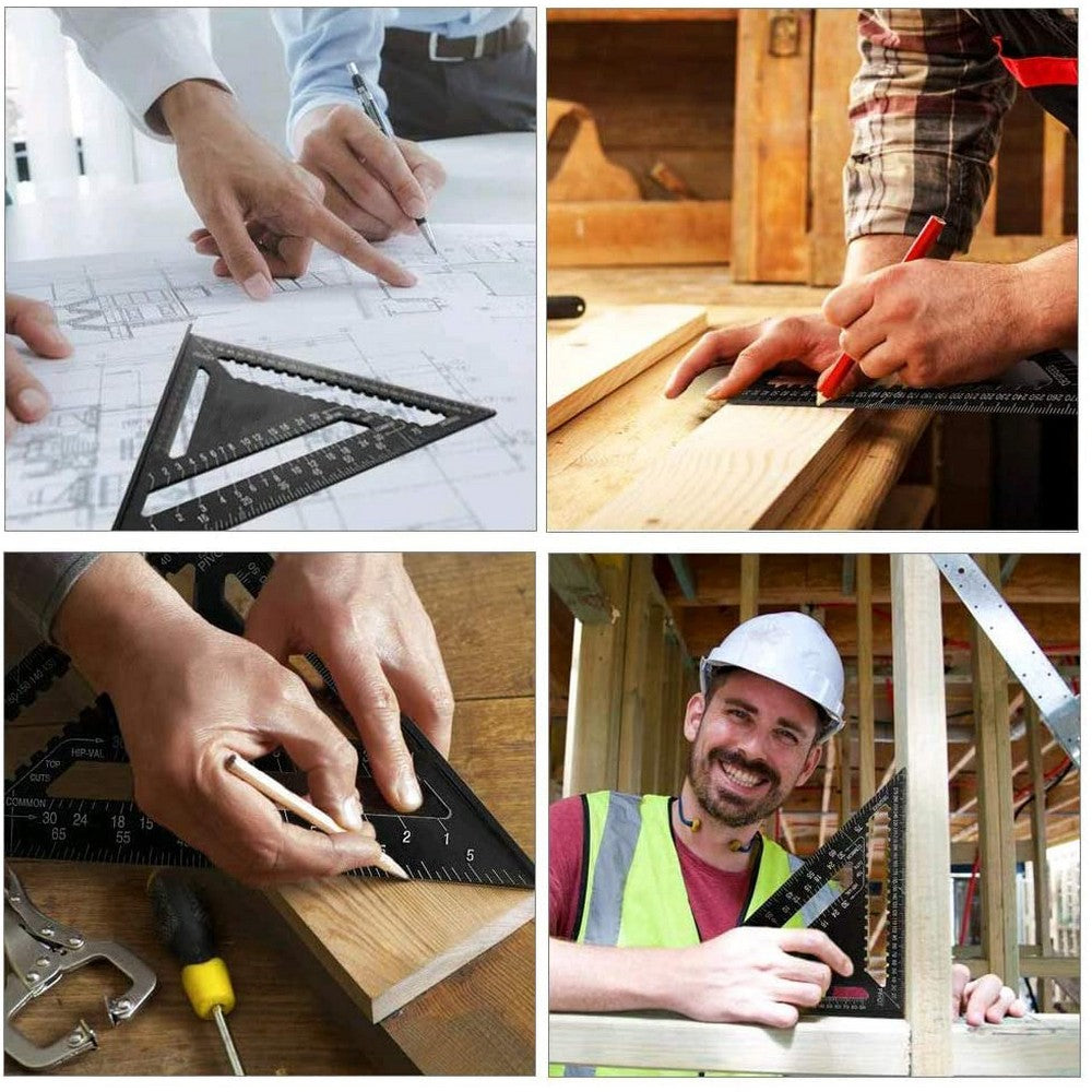 7Inch 12Inch Alloy Triangle Square Ruler Guide High Precision Layout Easy Read Engineer Woodworker Measuring Tool Metric System