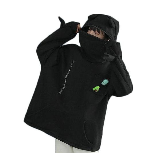 Cute Frog Pullover Oversized Loose Hoodie with Pocket