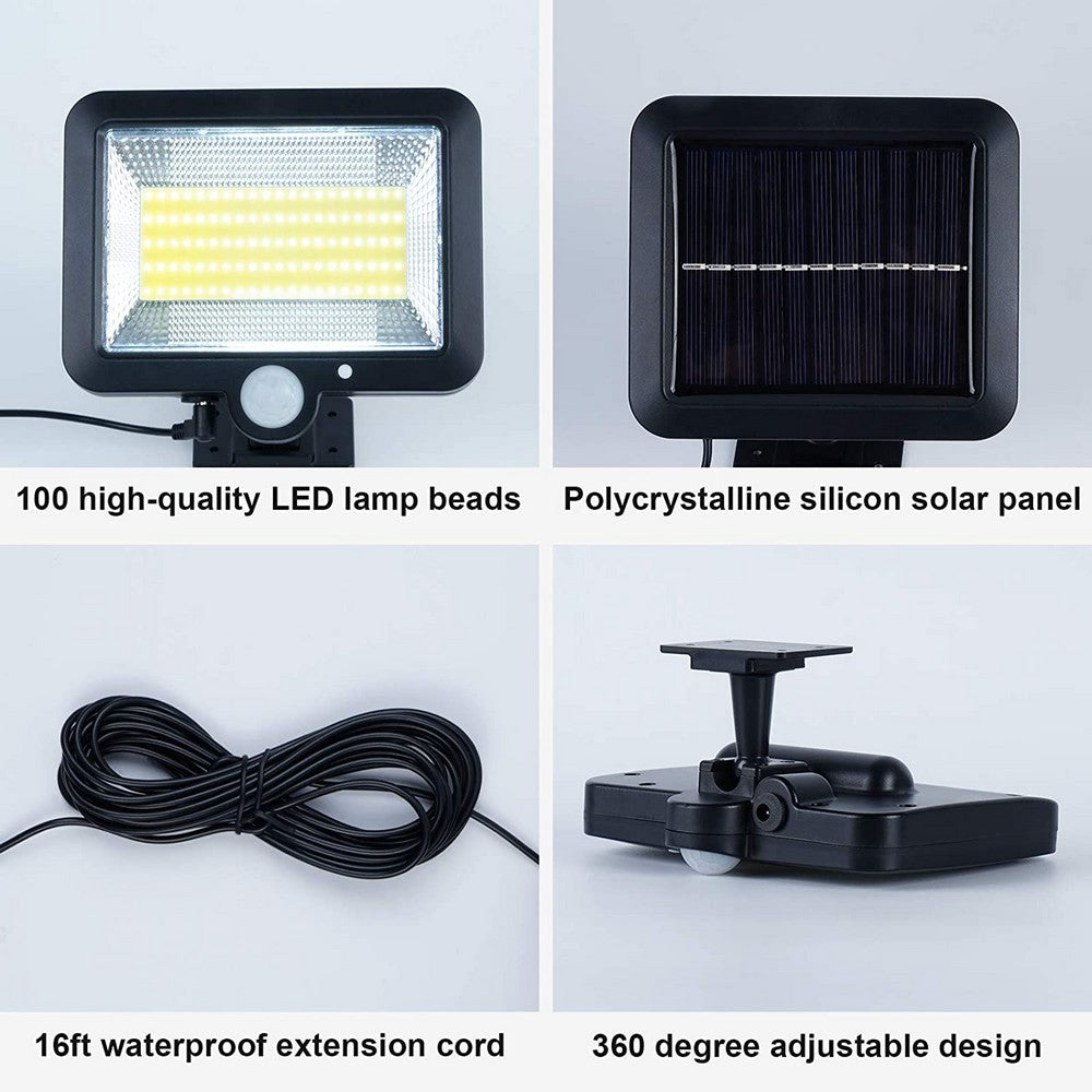 4 Pack Outdoor 100 COB Solar Powered Sensor Lights Split Motion Sensor Wall Lamp with Ajustable Solar Panel for Garden Yard