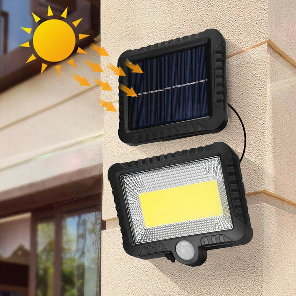 4 Pack Outdoor 100 COB Solar Powered Sensor Lights Split Motion Sensor Wall Lamp with Ajustable Solar Panel for Garden Yard