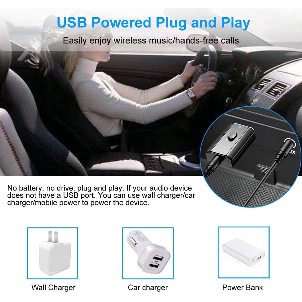 2 Pack 2 Modes Car Bluetooth Adapter Home Speaker Bluetooth Transmitter Receiver with 3.5mm Aux Jack Stereo Cable