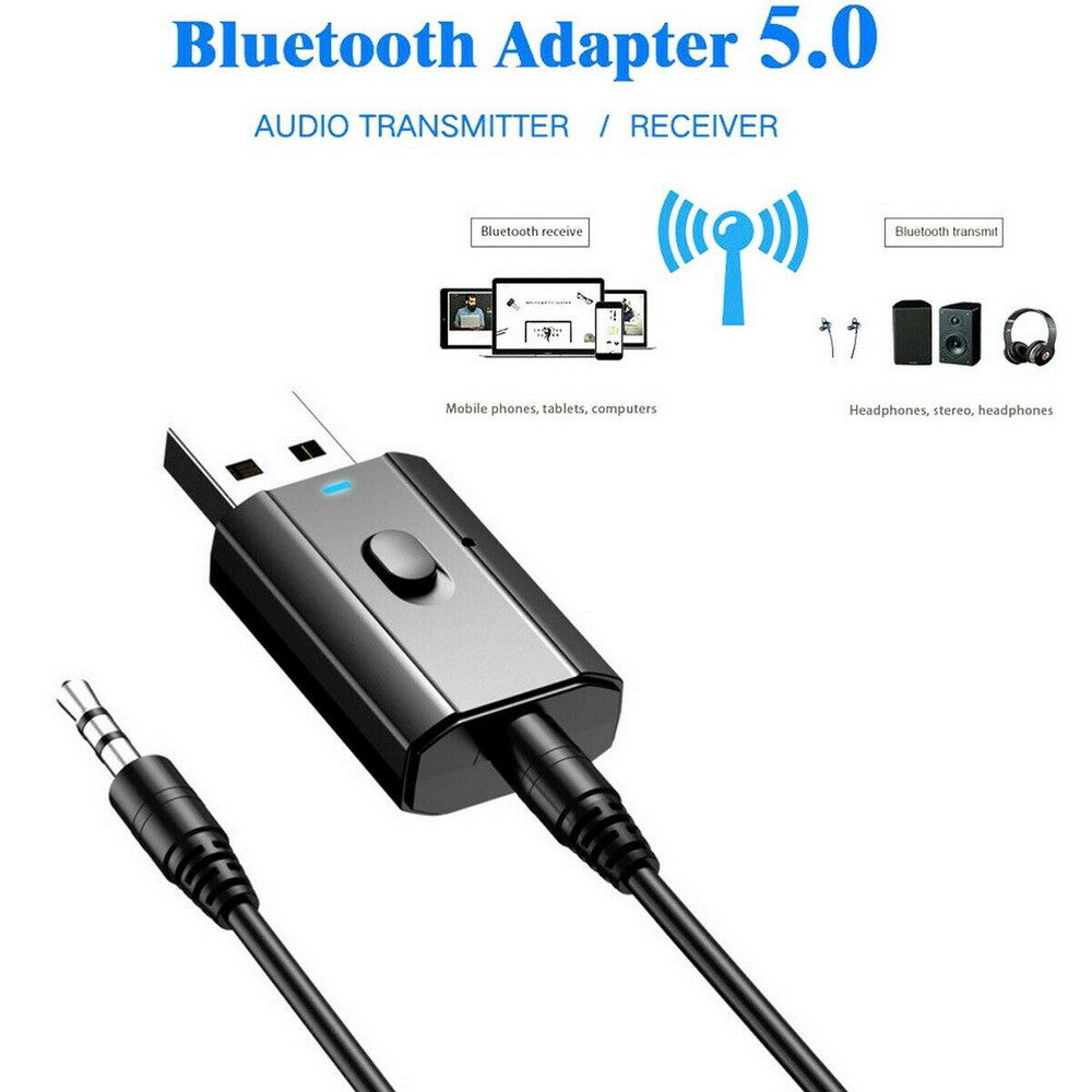 2 Pack 2 Modes Car Bluetooth Adapter Home Speaker Bluetooth Transmitter Receiver with 3.5mm Aux Jack Stereo Cable