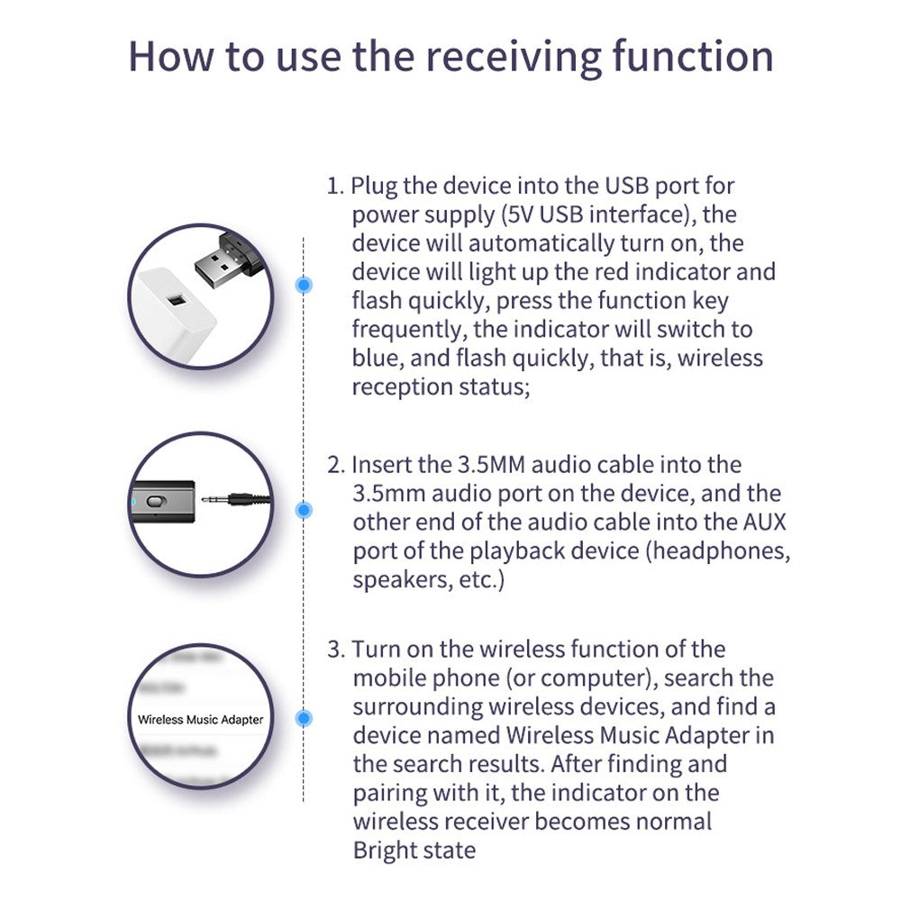 2 Pack 2 Modes Car Bluetooth Adapter Home Speaker Bluetooth Transmitter Receiver with 3.5mm Aux Jack Stereo Cable