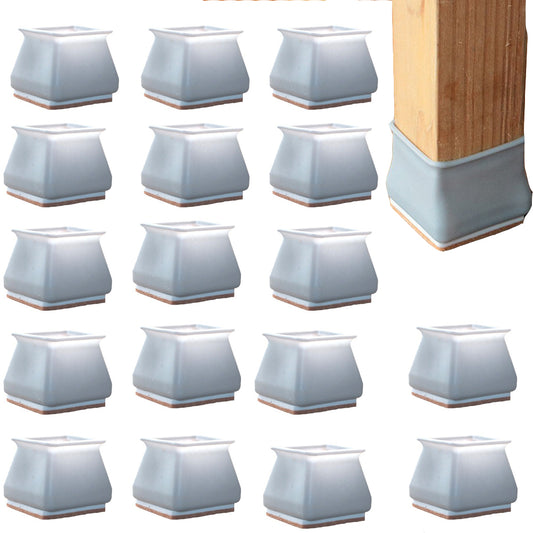 32 X Square Chair Leg Floor Protectors with Felt Pad Furniture Leg Caps 3cm Grey