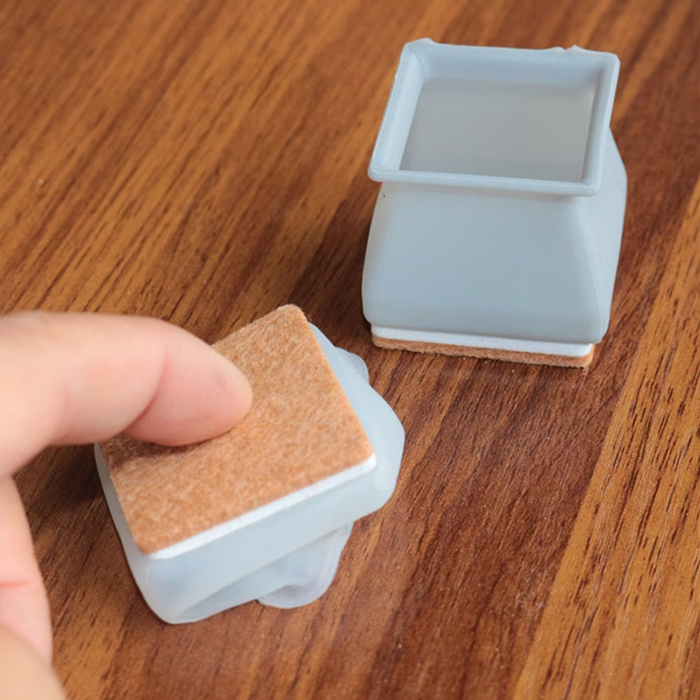32 X Square Chair Leg Floor Protectors with Felt Pad Furniture Leg Caps 3cm Grey