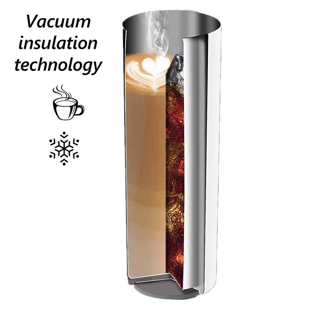 8 Pack 20 OZ Skinny Stainless Steel Tumbler Double Wall Slim Insulated Tumbler with Lid and Straw and Brush