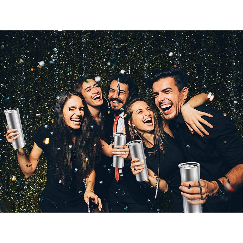 2 Pack 20 OZ Skinny Stainless Steel Tumbler Double Wall Slim Insulated Tumbler with Lid and Straw and Brush