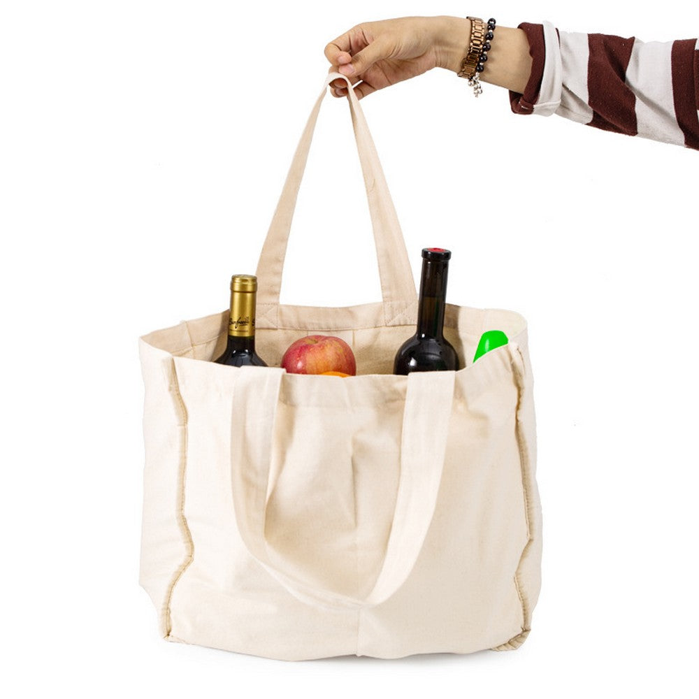 3 Pack Canvas Grocery Shopping Bags Reusable Eco friendly Cotton Tote Bags