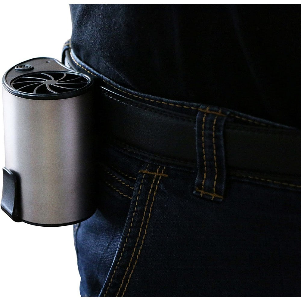 Mini Portable USB Rechargeable Fan Waist Fan Can be Worn on the Waist Silver