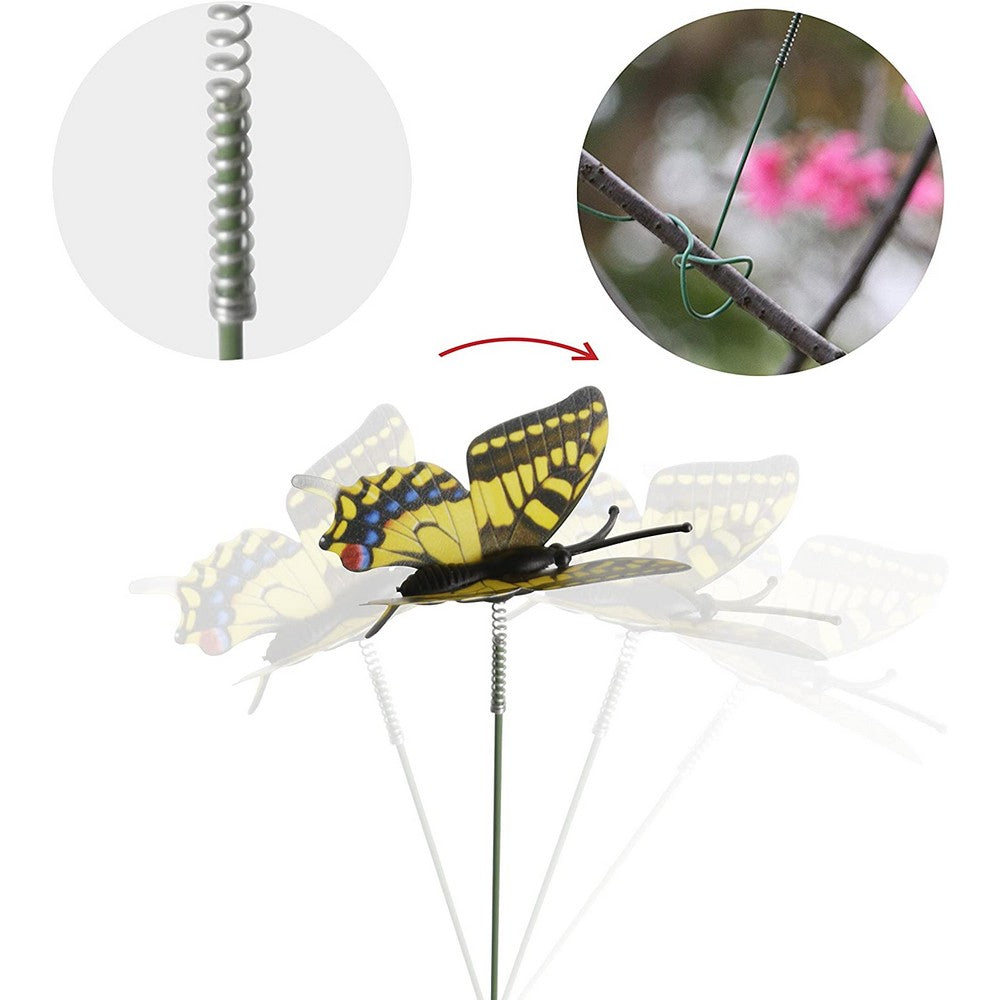 100 Pieces Garden Butterfly Stakes Ornaments for Indoor Outdoor Yard Patio Plant Pot Flower Bed Random Colour