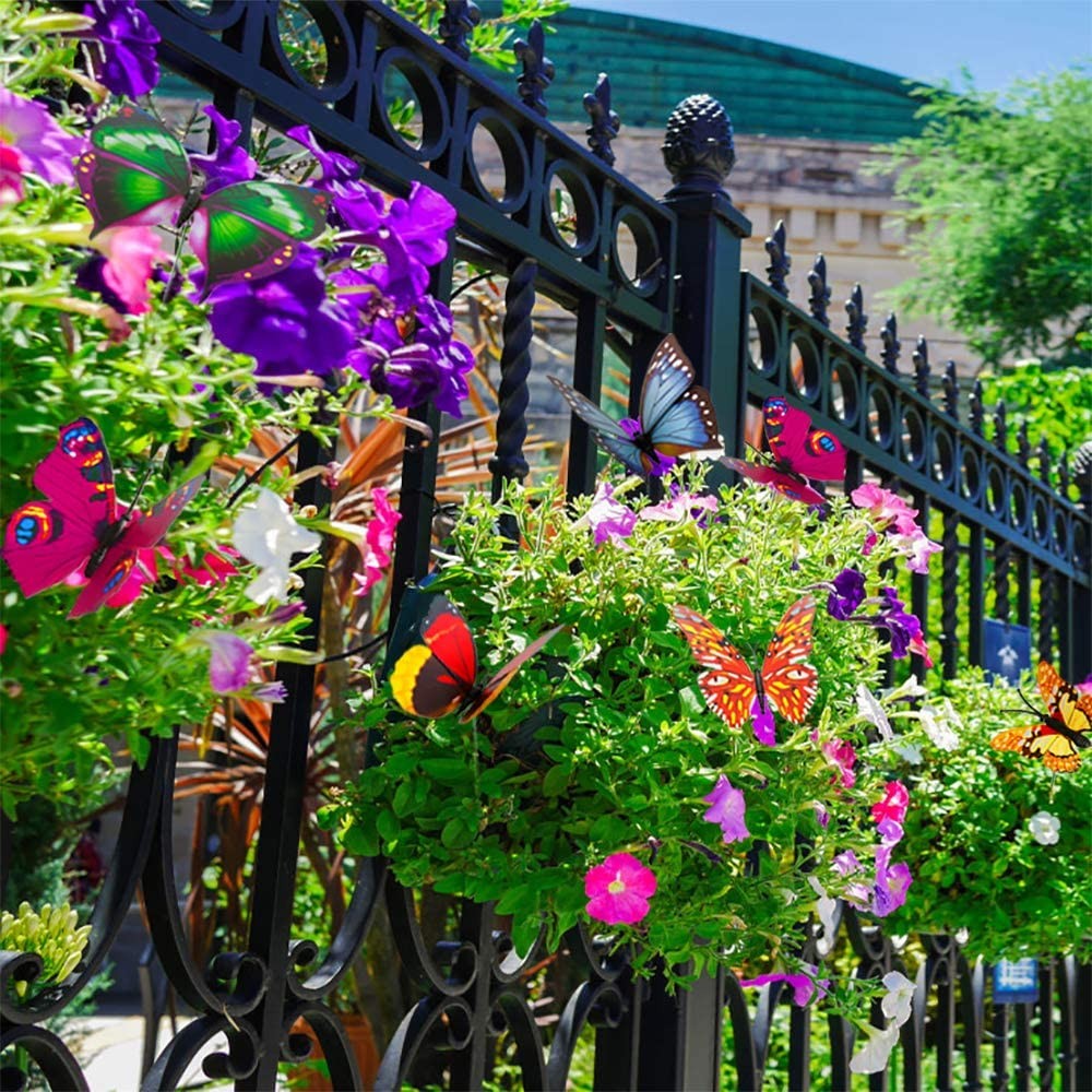 100 Pieces Garden Butterfly Stakes Ornaments for Indoor Outdoor Yard Patio Plant Pot Flower Bed Random Colour