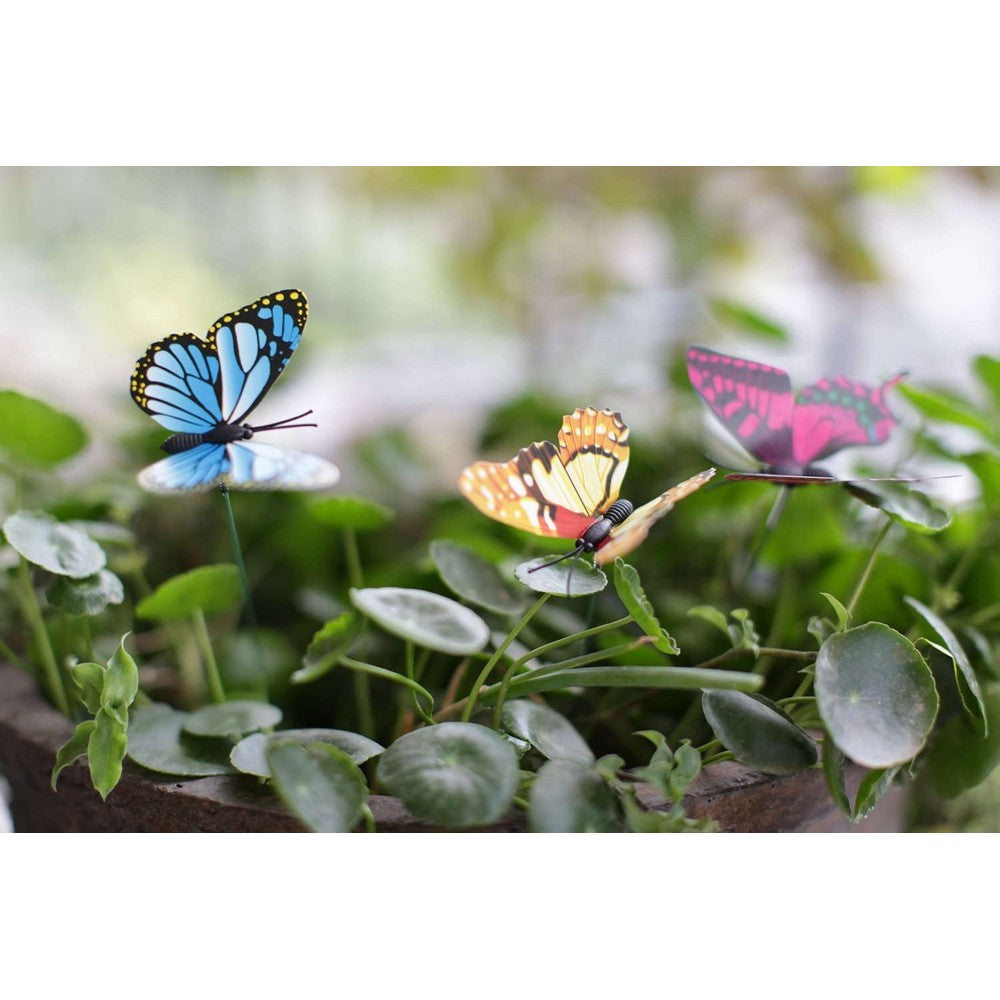 50 Pieces Garden Butterfly Stakes Ornaments for Indoor Outdoor Yard Patio Plant Pot Flower Bed Random Colour