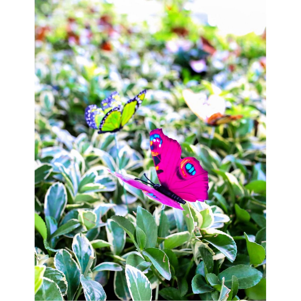 100 Pieces Garden Butterfly Stakes Ornaments for Indoor Outdoor Yard Patio Plant Pot Flower Bed Random Colour