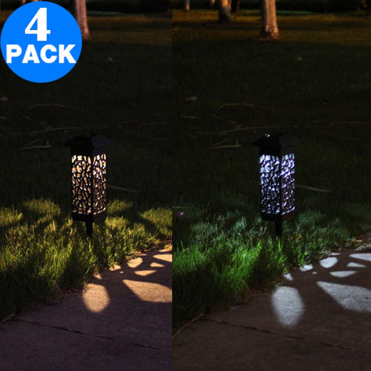 4 X Solar Powered LED Light Path Lighting Landscape Light Lawn Stake Light Garden Decoration Hollow Lamp