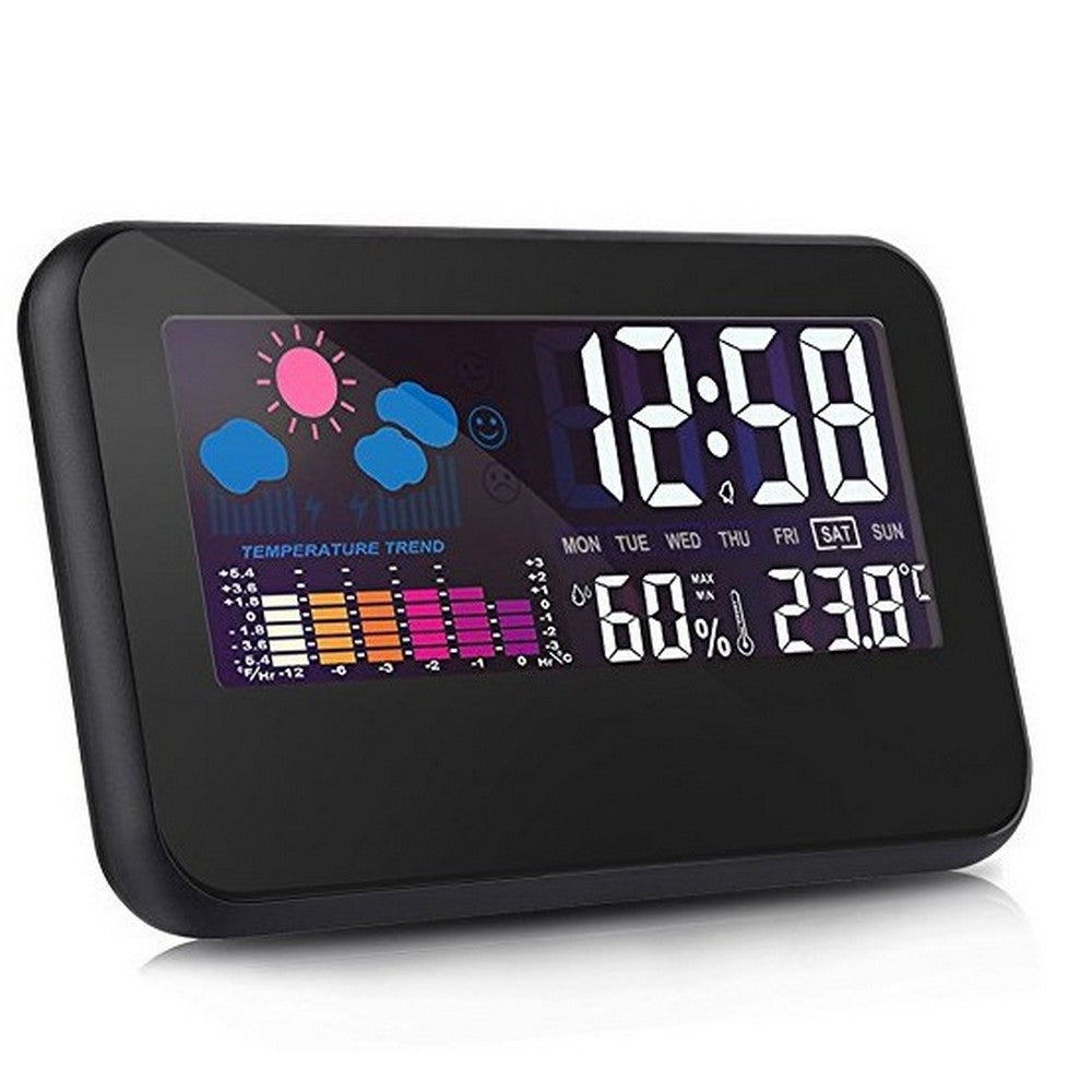 2 X Digital Weather Station Alarm Clock with Indoor Thermometer Hygrometer Monitor Voice Control Backlight Display for Home Office