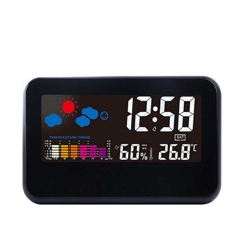 2 X Digital Weather Station Alarm Clock with Indoor Thermometer Hygrometer Monitor Voice Control Backlight Display for Home Office