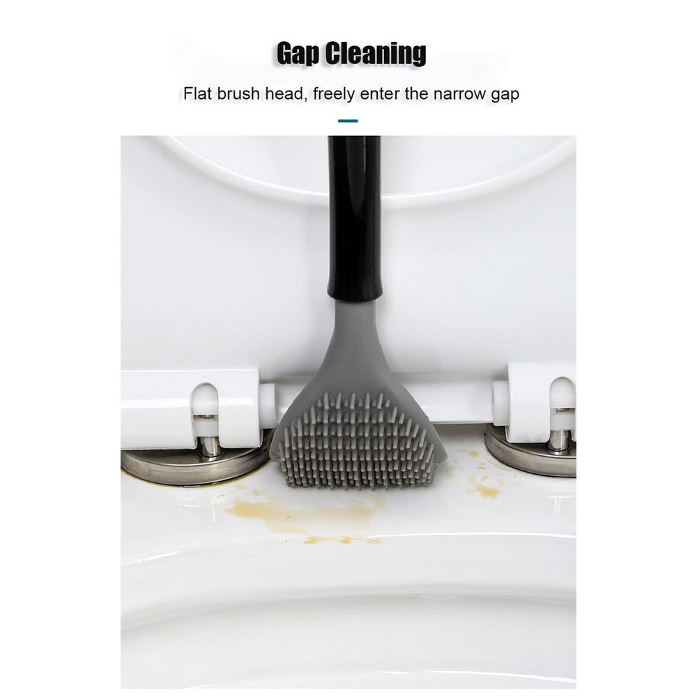 2 X Different Colours Wall Mounted Soft Silicone Brush Head Toilet Cleaning Brush Tool Household for Home Bathroom