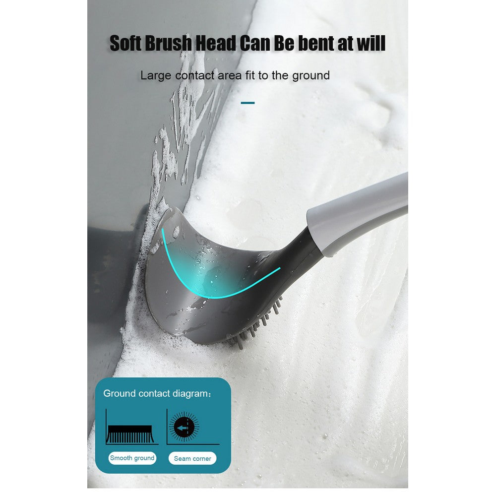 2 X Different Colours Wall Mounted Soft Silicone Brush Head Toilet Cleaning Brush Tool Household for Home Bathroom