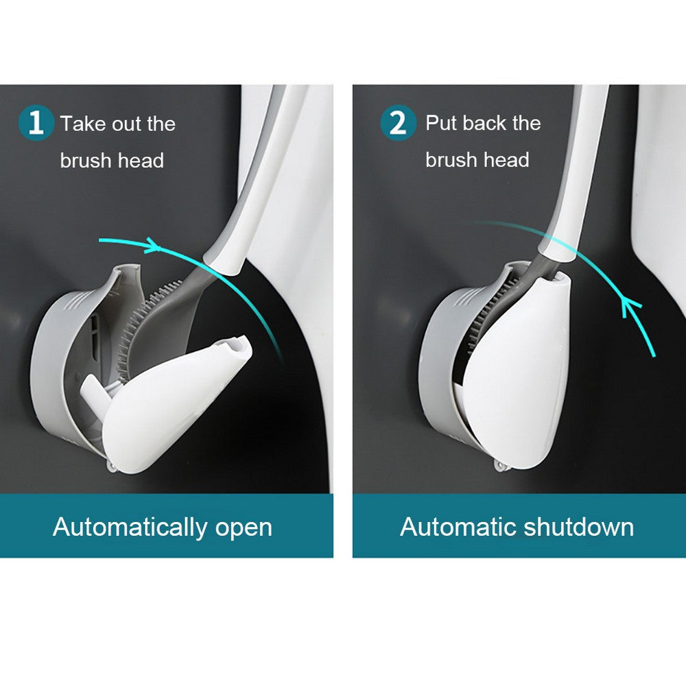 2 X Different Colours Wall Mounted Soft Silicone Brush Head Toilet Cleaning Brush Tool Household for Home Bathroom